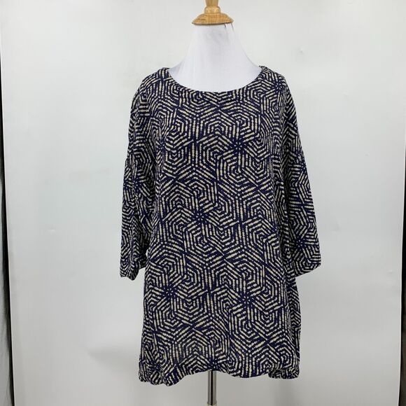 Soft Surroundings Blouse Womens M Medium Monaco Blue Button Up Back Tunic Top - Picture 2 of 12